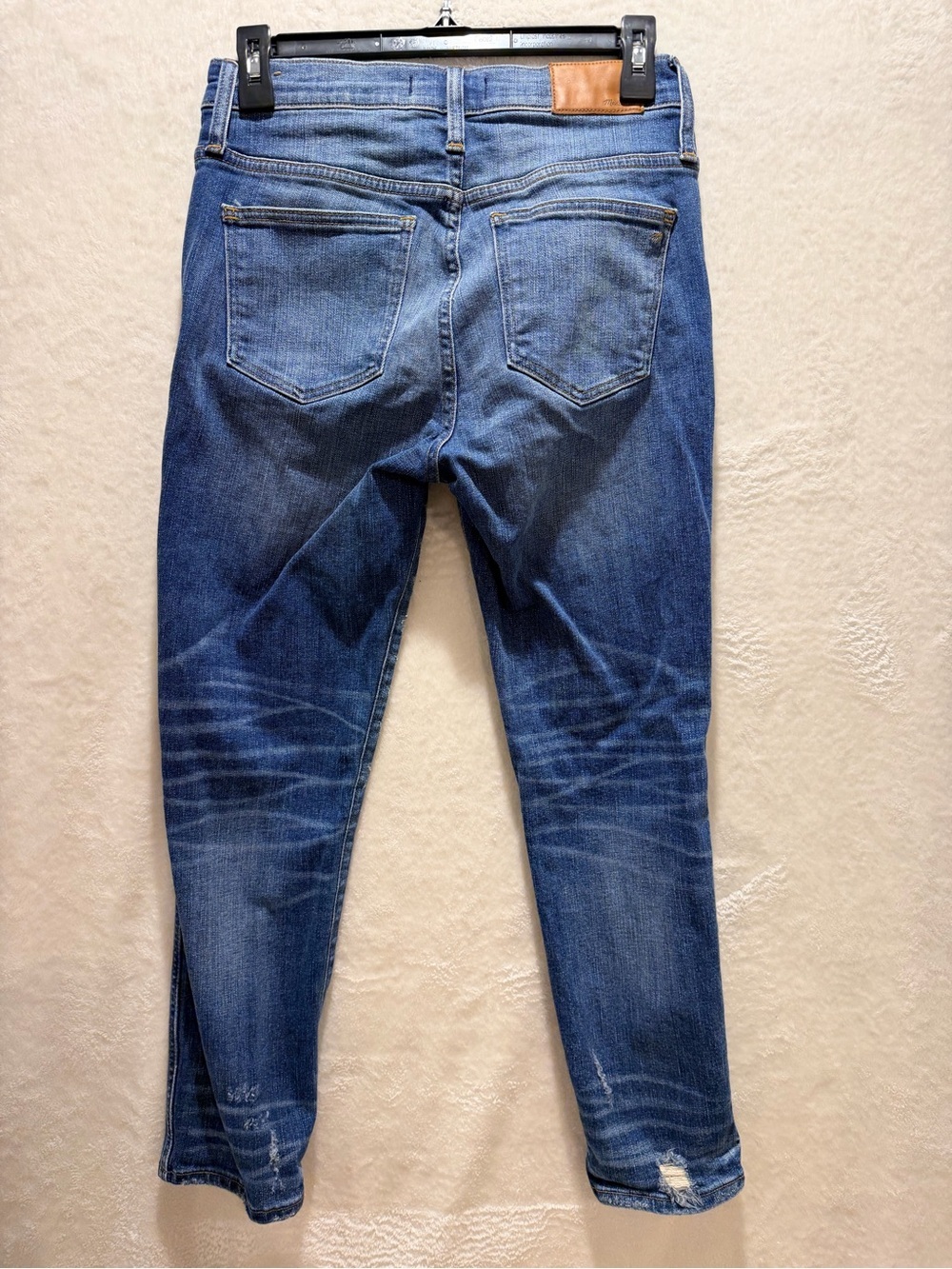 Madewell High Rise Slim Straight Jeans Distressed Button Front Blue Denim 27 - Picture 11 of 15